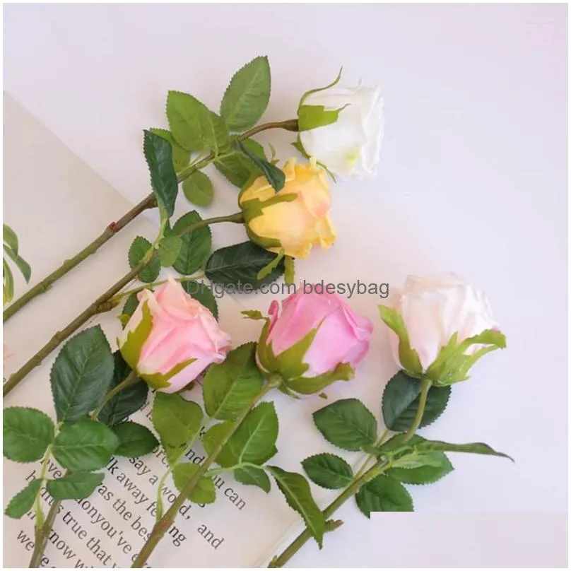 Decorative Flowers Wonderf Long Service Life No Need To Water Fake Faux Silk Rose Flower Home Impment Artificial Dhenq