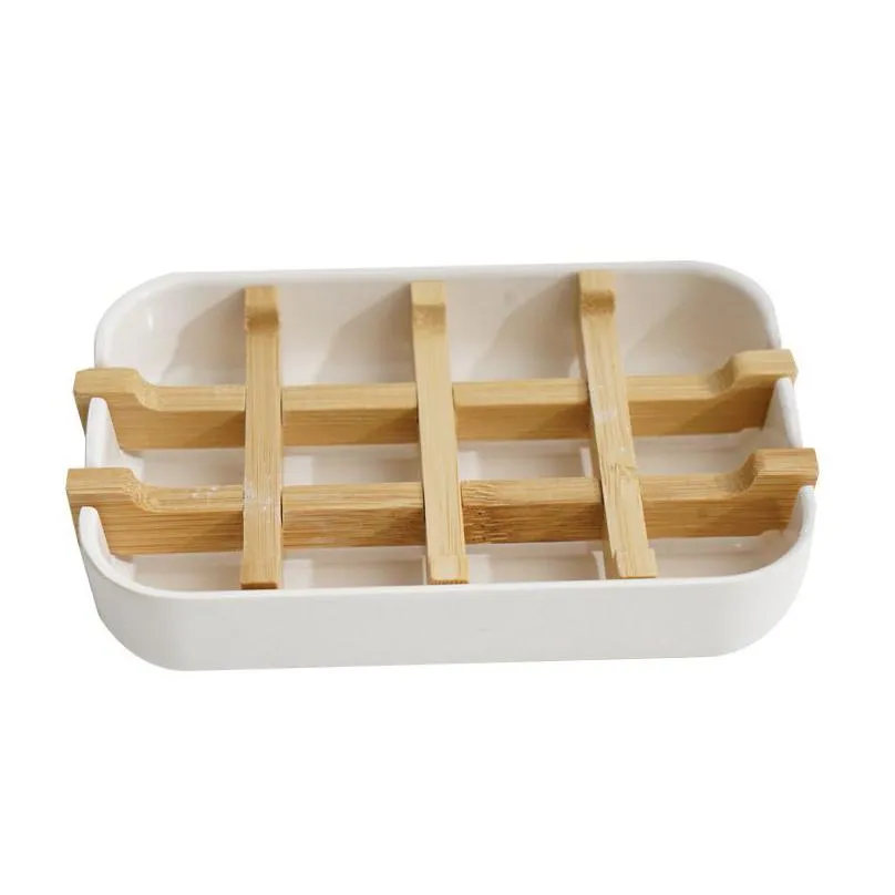 Soap Dishes High Quality Creative Modern Simple Bathroom 13.2X8.5X2.5Cm Anti Slip Bamboo Fiber Dish Tray Holder 5002 Q2 Drop Deliver Dh3D7