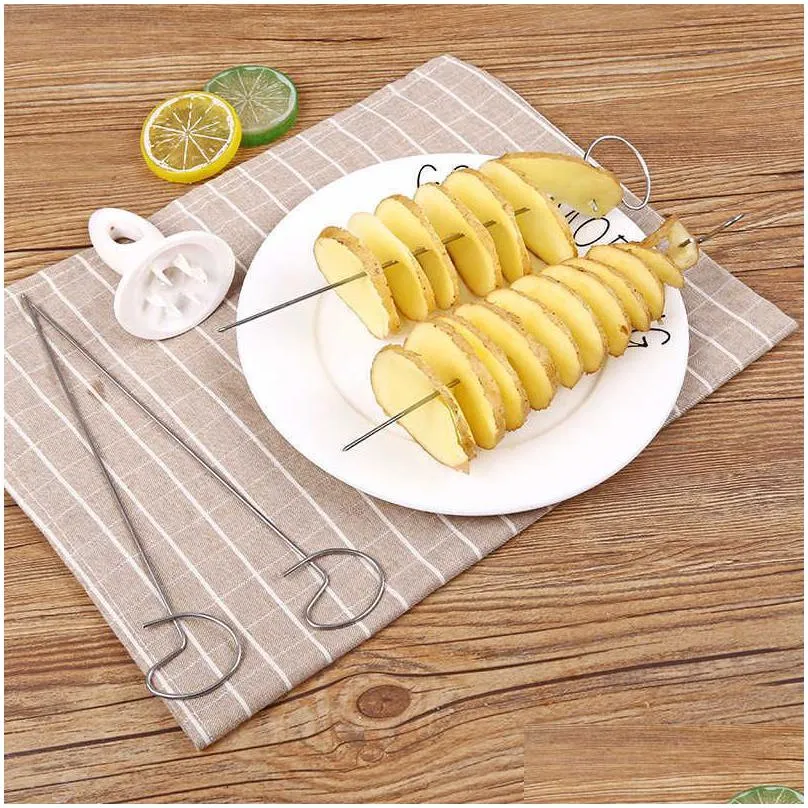 Bbq Tools Accessories Portable Potato Skewers For Cam Chips Maker Slicer Spiral Cutter Barbecue Kitchen Drop Delivery Home Garden P Dhixu