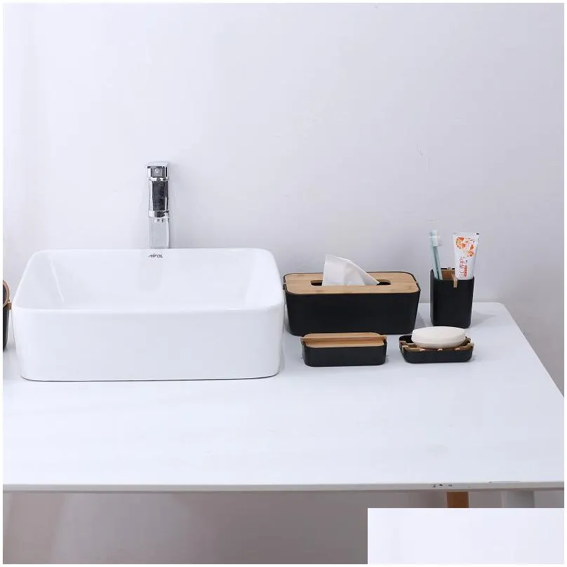 Soap Dishes High Quality Creative Modern Simple Bathroom 13.2X8.5X2.5Cm Anti Slip Bamboo Fiber Dish Tray Holder 5002 Q2 Drop Deliver Dh3D7