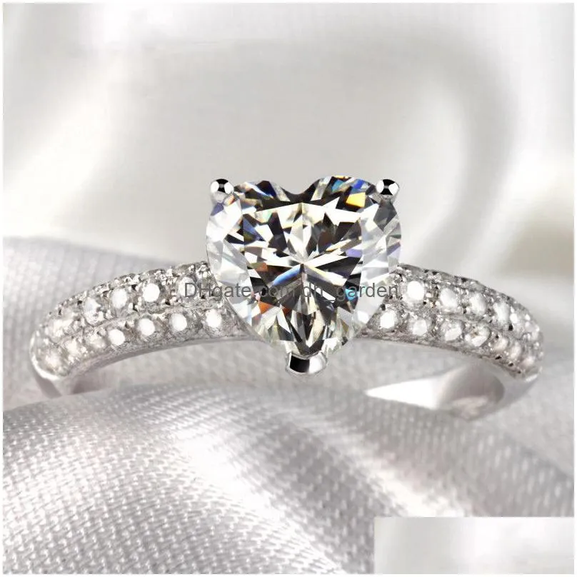 Trendy Jewelry Rings For Women Cubic Zirconia Charms Bridal Wedding Engagement White Gold Color Ring Drop Dhgarden Otwx0