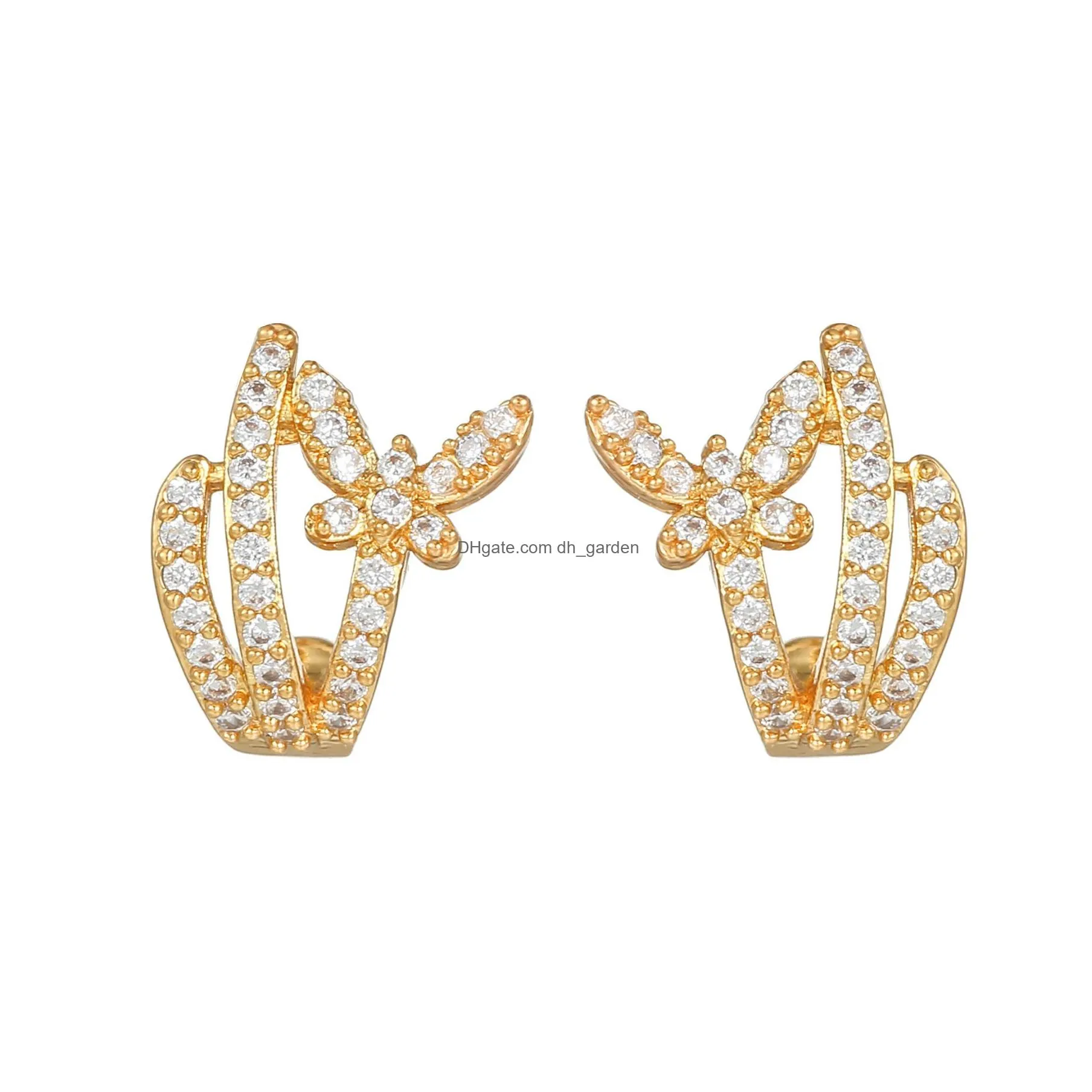 New Fashion Stainless Steel Crystal Zirconia Butterfly Hoop Earrings For Women Tiny Pendant Water Drop Earring Piercing Jewel Dhgarden Otv0P