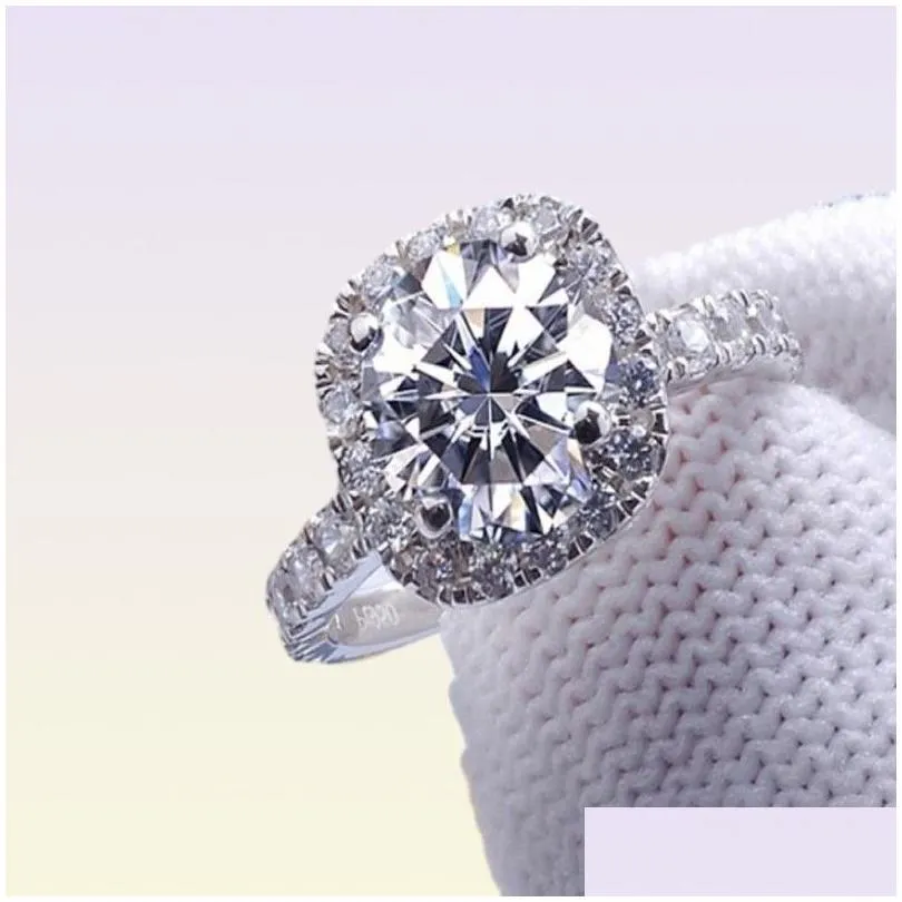 Solitaire Ring Solitaire Ring 100 Lab Engagement 13 Round Brilliant Diamond Square Halo Dream Wedding Band With Box 2211039282299 Jewe Dh01P