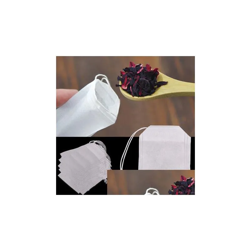 Coffee & Tea Tools Fashion Empty Teabags Tea Bags String Heal Seal Filter Paper Teabag 5.5 X 7Cm For Herb Loose Kd18 Home Garden Kitch Dh8Lw