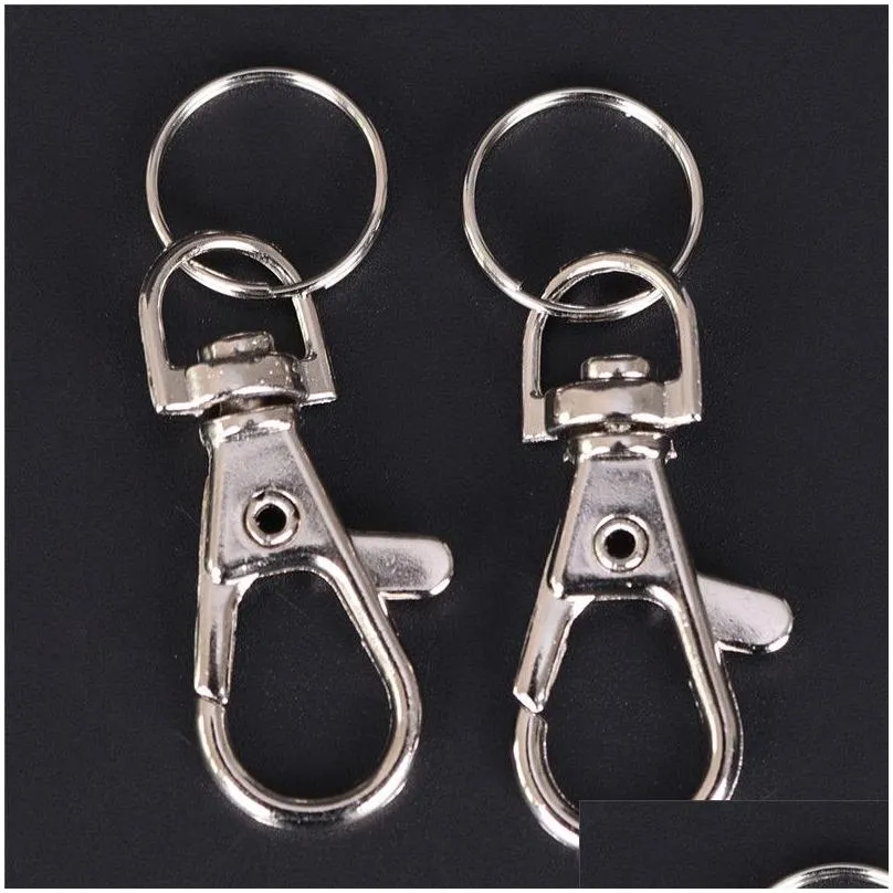 Keychains & Lanyards 10Pcs/Lot Sier Metal Classic Key Chain Diy Bag Jewelry Ring Swivel Lobster Clasp Clips Hooks Keychain Split Whole Dhcns