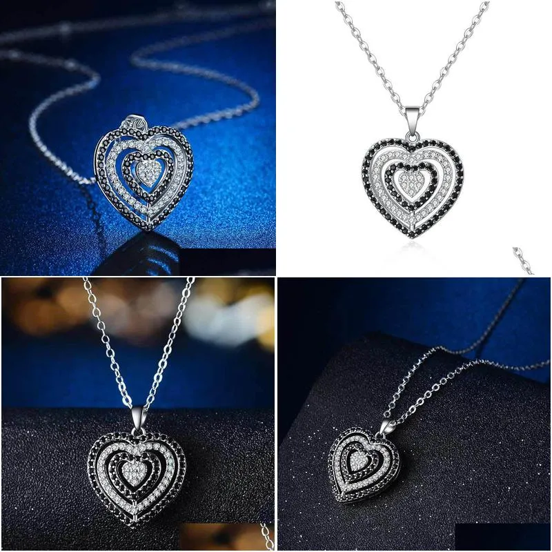 Pendant Necklaces Crystal Diamond Heart Necklace Pendant Romantic Hollow Love Women Necklaces Wedding Fashion Jewelry Will And Sandy G Dhsce