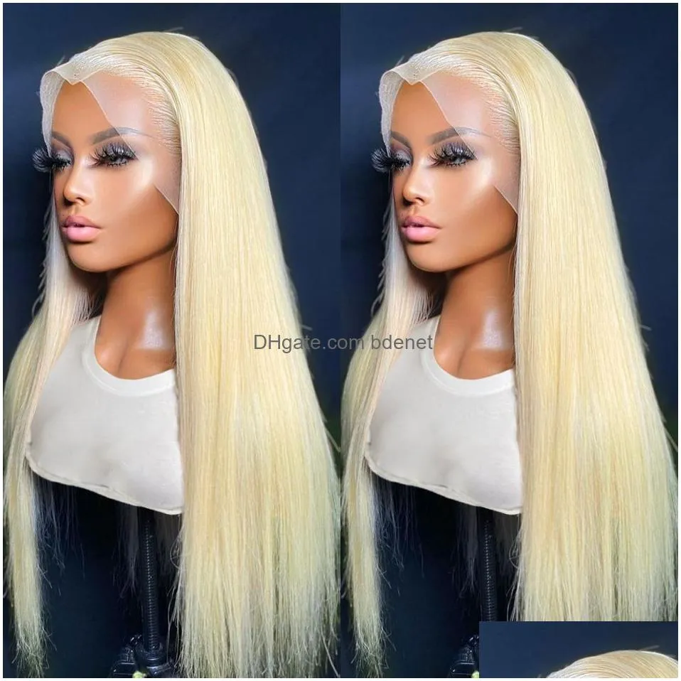 Synthetic Wigs 28 30 Inch 13X4 Straight 613 Blonde Human Hair Wigs Bone Synthetic Lace Frontal Wig For Blackwhite Women2288072 Hair Pr Dh8Dc