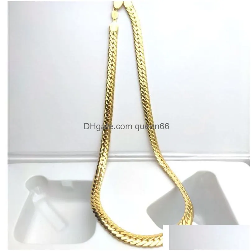 Chains Chains Stunning 24K Gold Authentic Gp 10Mm Scales Skin Chain Solid Cuban Link Necklace Mens 249194873 Jewelry Necklaces Pendant Dhe1C