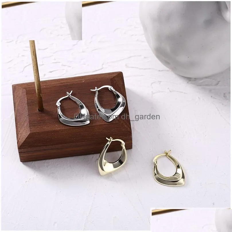 925 Sterling Sier Metal Irregar Hoop Earrings For Women Ins Niche Geometric Earring Oorbellen Wholesale S-E433 Dhgarden Otrgn