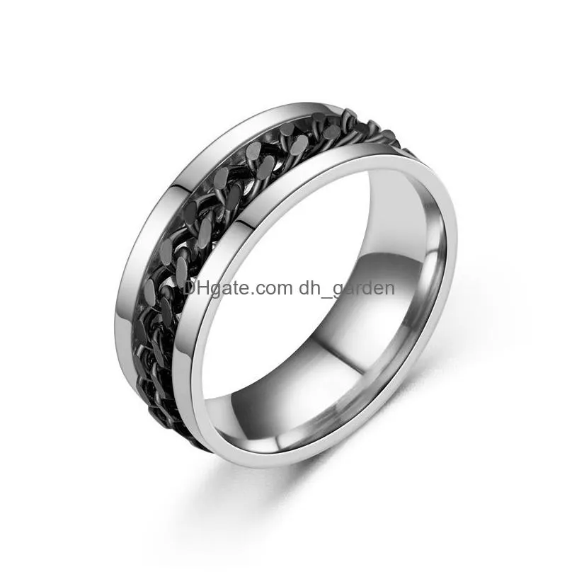 Stainless Steel Ring High Quality Spinner Chain Rotable Rings For Women Man Punk Jewelry Dhgarden Otq7J