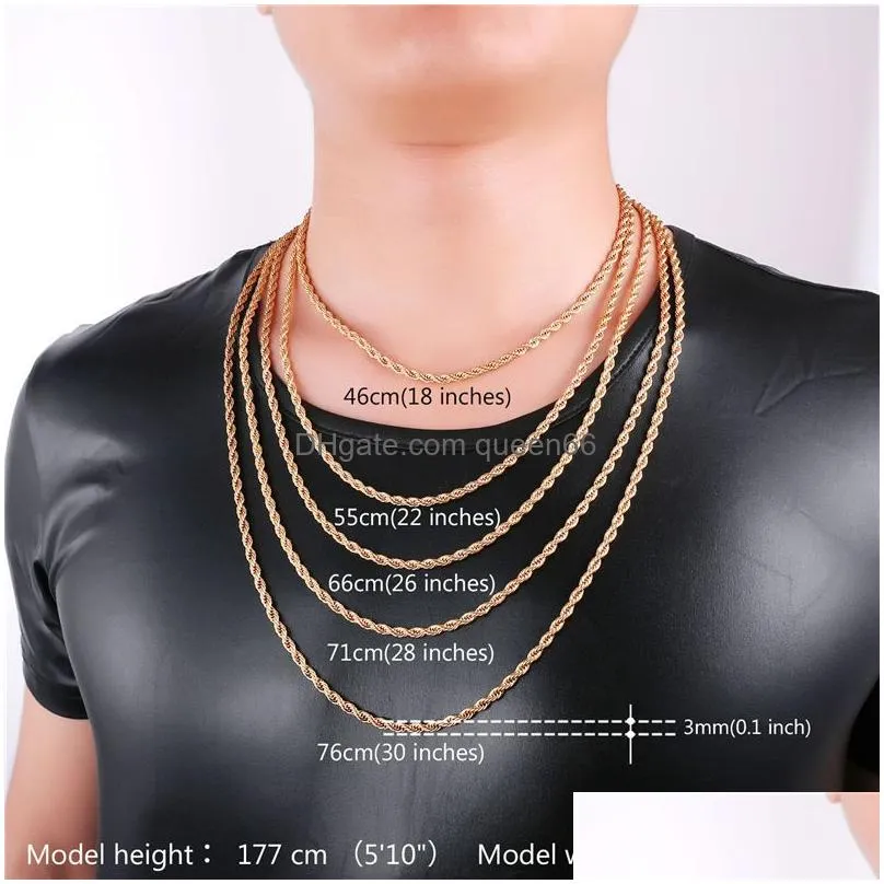 Chains Gold Chains Fashion Stainless Steel Hip Hop Jewelry Rope Chain Mens Necklace7227505 Jewelry Necklaces Pendants Dhurf