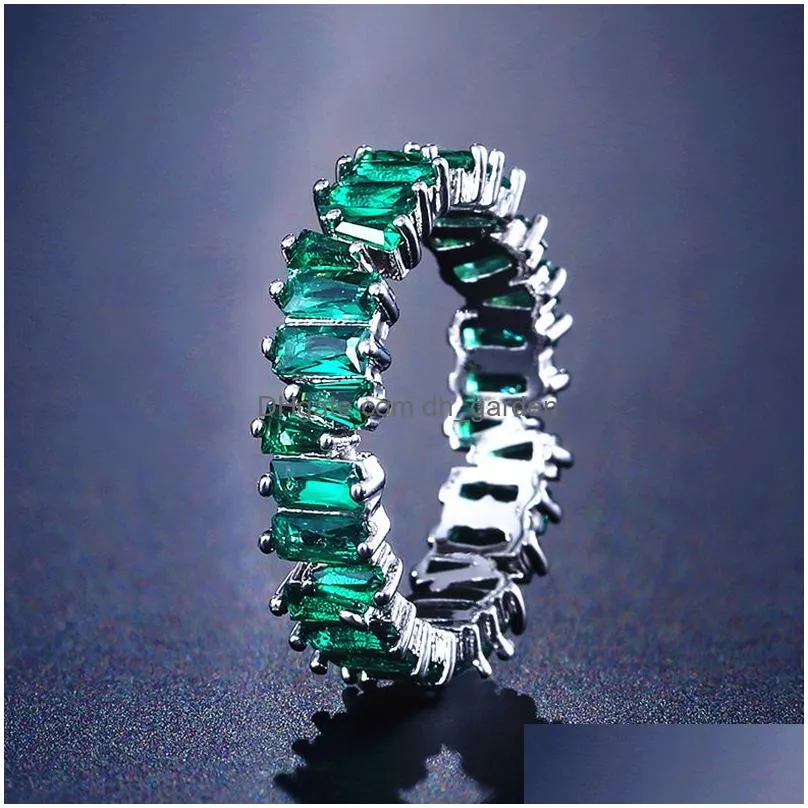 Cubic Zirconia Wedding Rings For Women New Fashion Creative Design Green Crystal France Party Bride Jewelry Dhgarden Ot5Mx