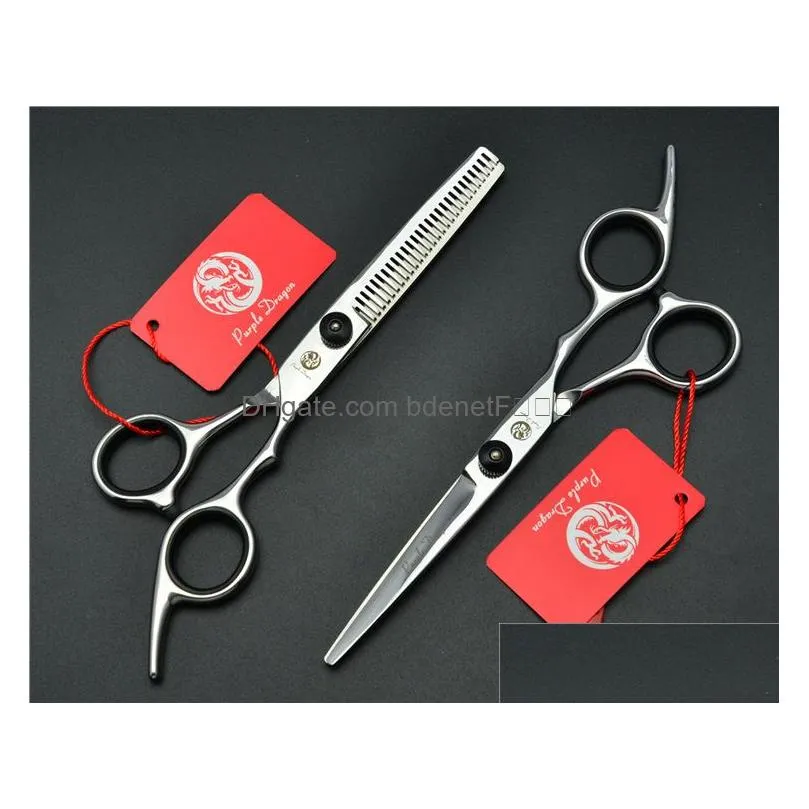 Hair Scissors Z1001 6039039 Purple Dragon Black Toppest Hairdressing Scissors Factory Cutting Thinning Shears Professional 64467771372 Dh3Mo