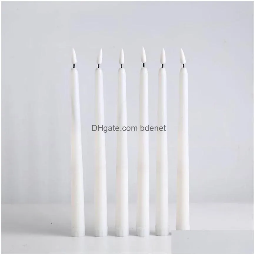 Candles Candles 12Pcs Yellow Flickering Remote Led Candlesplastic Flameless Taper Candlesbougie For Dinner Party Decoration236S2611467 Dhv1D