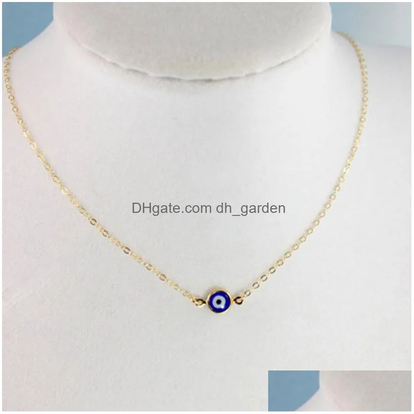 Simple Evil Eye Thin Pendant Women Necklace Fashion Gold Choker Dhgarden Ot5Qj