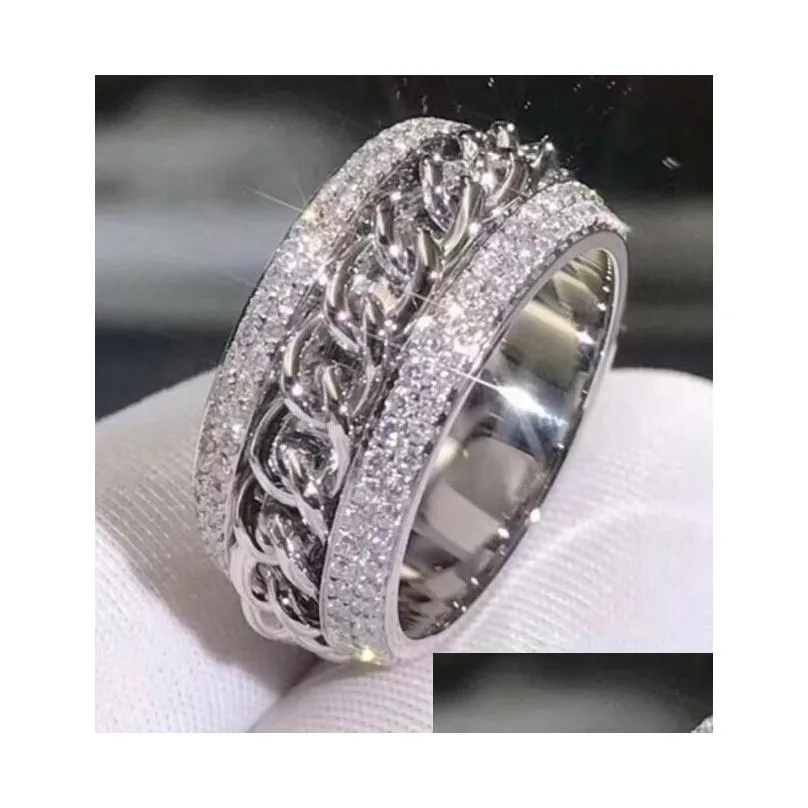 Wedding Rings Victoria Wieck Vecalon Sparkling Luxury Jewelry 925 Sterling Sier Pave Tiny White Sapphire Cz Diamond Women Wedding Jewe Dhpyk