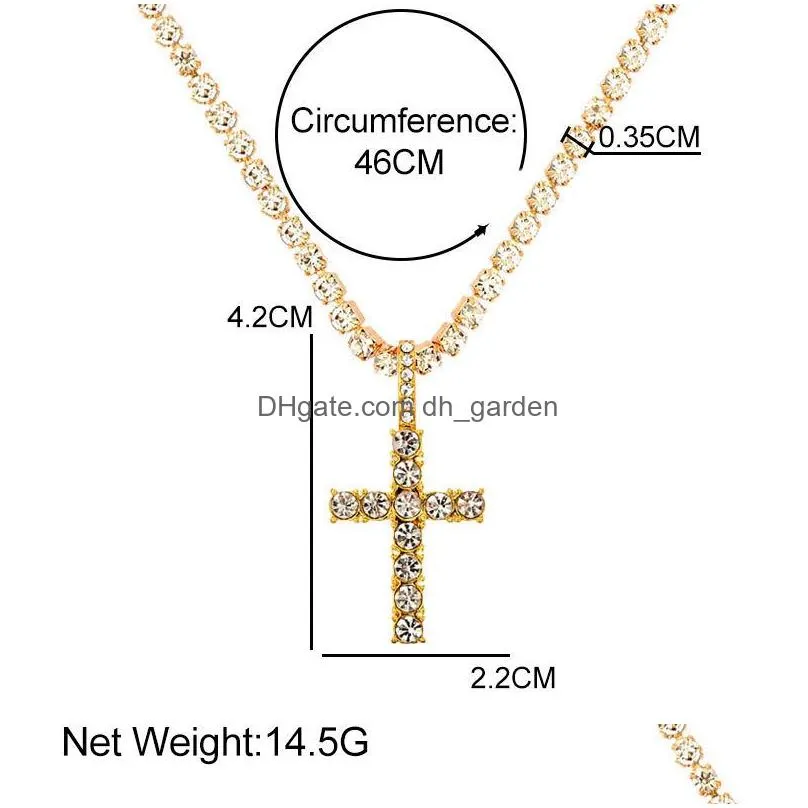 Shining Cross Butterfly Pendants Rhinestone Women Necklaces 2021 Crystal Tennis Clavicle Chains Choker Hiphop Gifts Jewelry Dhgarden Otuht