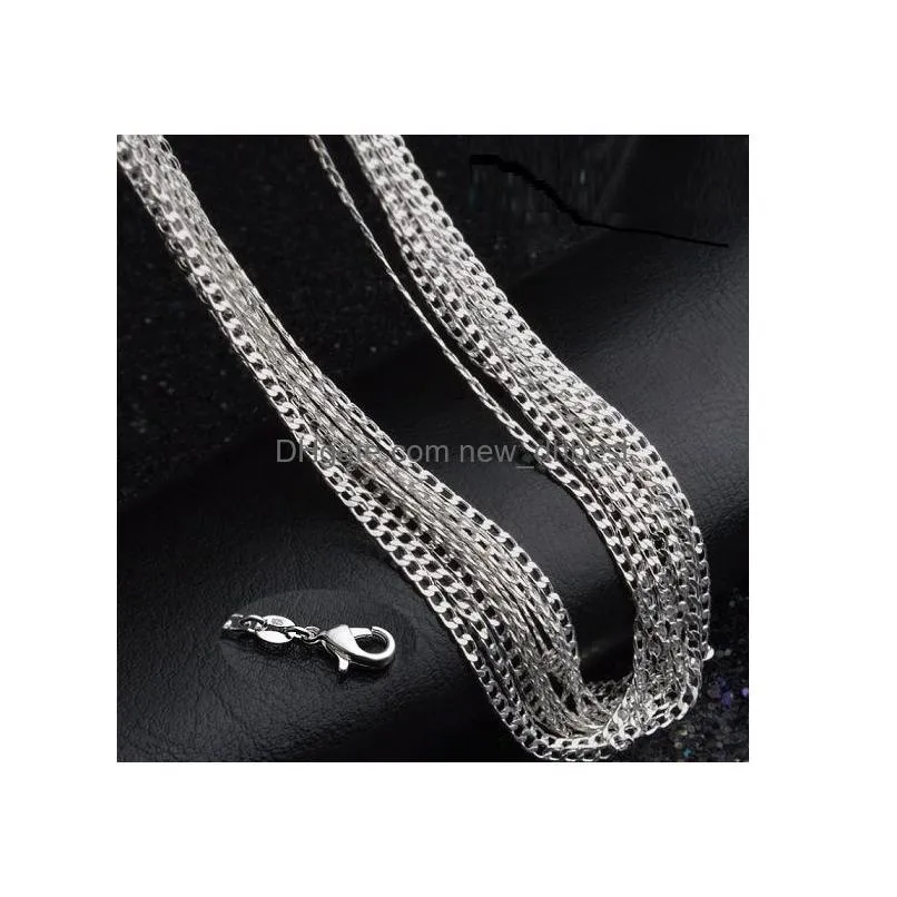 Chains Man Woman Necklace 925 Sier Plating 2Mm Sideways Chain Necklaces 16Inch 18Inch 20Inch 22Inch 24Inch 26Inch 28Inch 30Inch Jewelr Dh1Fh