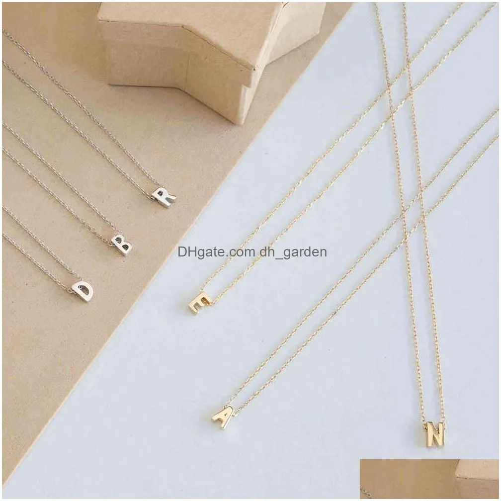 Sumeng Fashion Tiny Initial Necklace Gold Sier Color Cut Letters Single Name Choker Necklaces For Women Pendant Jewelry Gift Dhgarden Otthb