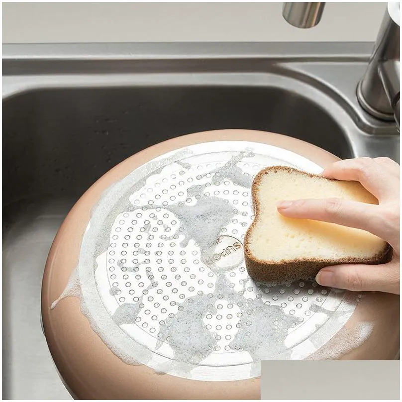 Cleaning Brushes Creative Toast Shape Dish-Washing Sponges Washable Scrubber Tools For Pots Dishes Kitchen Accessories Household Gad Dhd3J