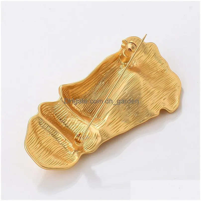 New Design Metal Abstract Face Mask Brooches Pins Collar For Women Gold Color Half Fashion Jewelry Dhgarden Ot7Ye