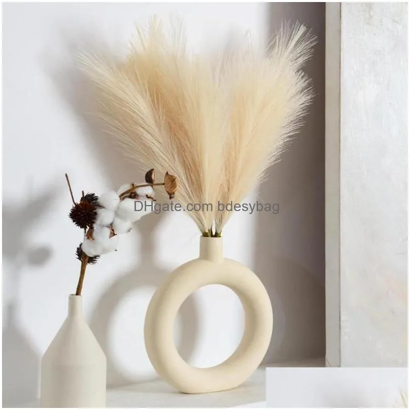 Decorative Flowers 20Pcs Faux Pampas Grass Beige Small Artificial Pompas Decor For Vase Fake Fluffy Floral Home Wedding Boho Dhfci