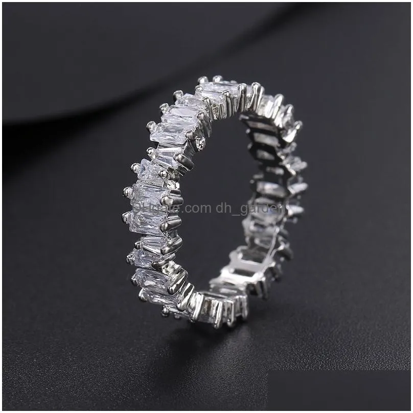 Fashion Mticolor Charm Zircon Wedding Rings For Women Round Square Stone Party Ring Jewelry Bague Dhgarden Otdy5