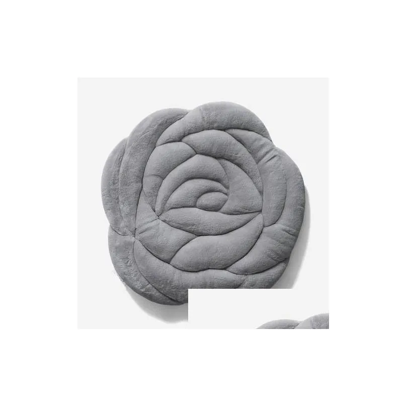 Cushion/Decorative Pillow Pillow Rose Floral Shaped Chair Mat Plush Pillows Sofa Seat Pads Europe Home Car Bed Decor Throw With Fillin Dhx9X