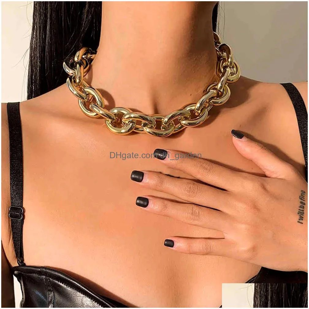 High Quality Punk Lock Chain Necklace Women Statement Hip Hop Twisted Chunky Thick Link Necklaces Gothic Jewelry Steampunk Me Dhgarden Otyws