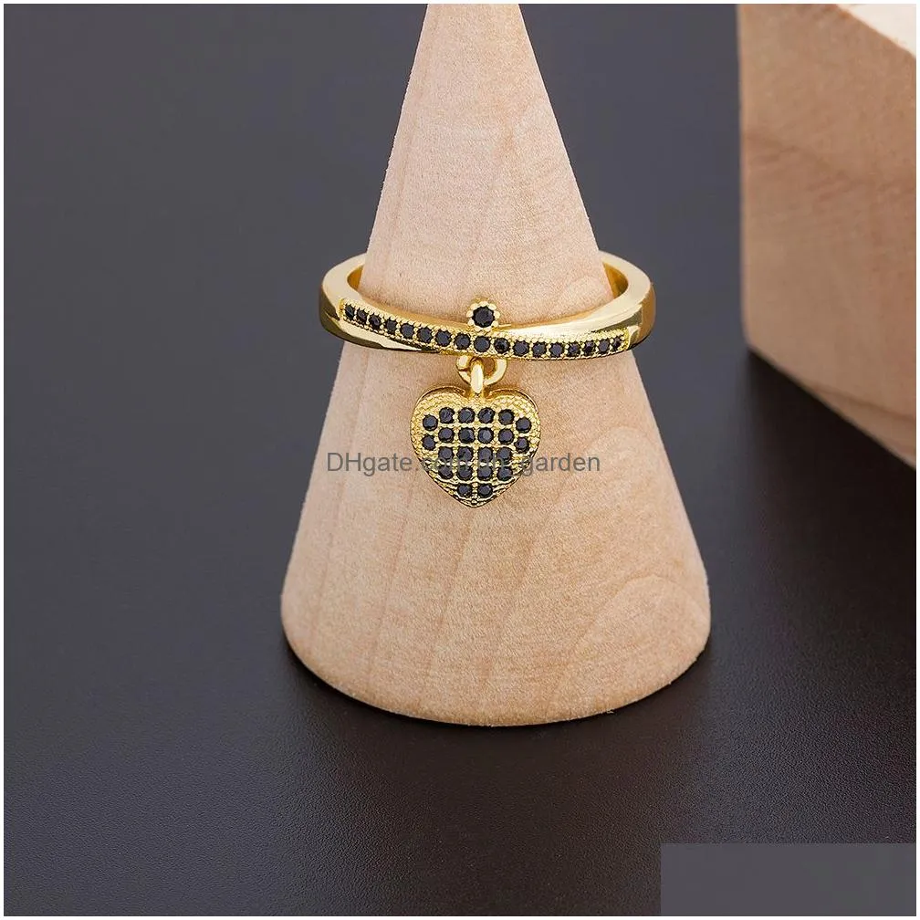 Fashion 6 Styles Heart Shaped Rings For Women Gold Color Adjustable Ring Best Party Wedding Anniversary Jewelry Gift Dhgarden Otuca
