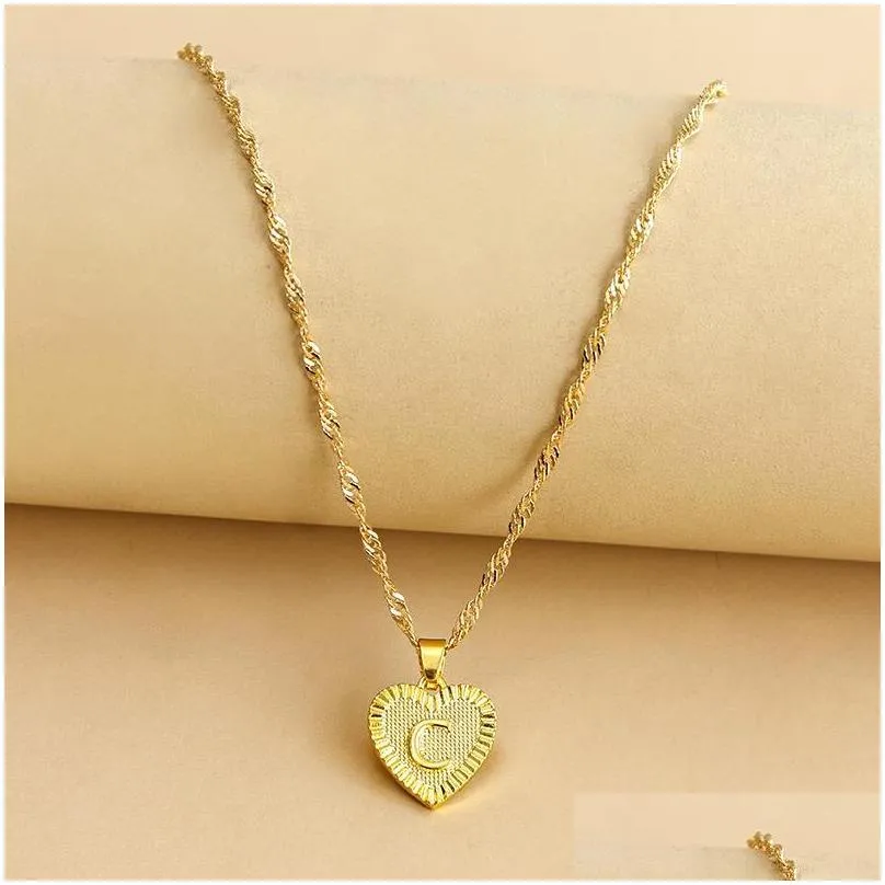 Pendant Necklaces Gold English Initial Necklace Letter Heart Pendant Necklaces Chains For Women Fashion Jewlry Gift Will And Jewelry N Dhf0O