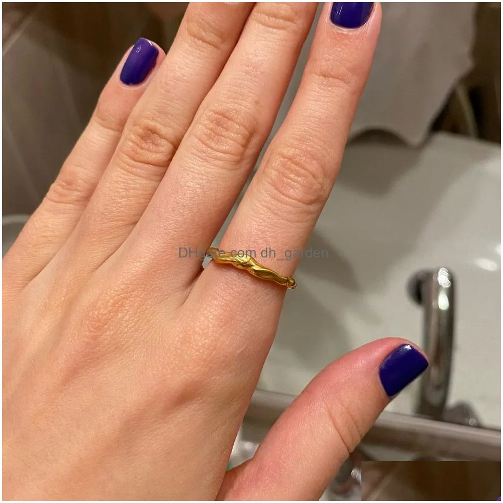 Gold Plated Irregar Rings For Women Adjustable Open Stainless Steel Ring Trend Engagement Wedding Jewerly Anillos Dhgarden Ot30Z