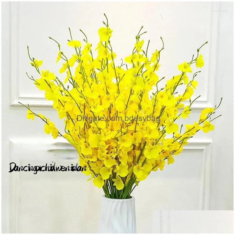 Decorative Flowers 5 Fork Artificial Dancing Orc Wedding Home Decoration Flower El Phalaenopsis Plants Dhegi