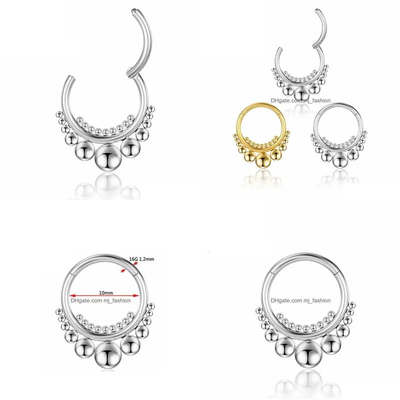 Nose Rings & Studs Septum Piercing Titanium Nose Ring Hoop Clips Helix Earrings Woman Tragus Industrial Cartilage Labret Hinge Segment Dhc9E