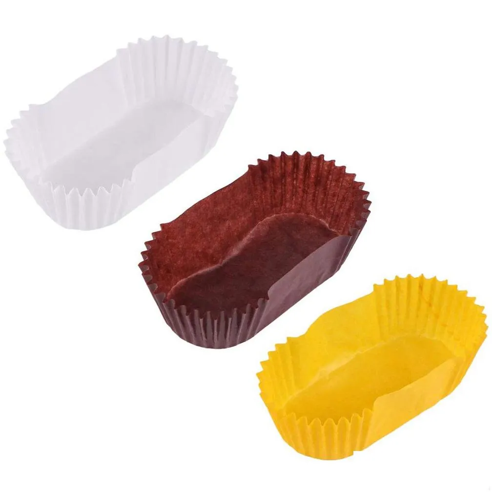 Cupcake 1000Pcs/Set Paper Baking Cup Muffins Cupcake Liners Oval Cake Bread Tray Grease Proof Disposable And Recyclable Xbjk2302 Home Dhmph