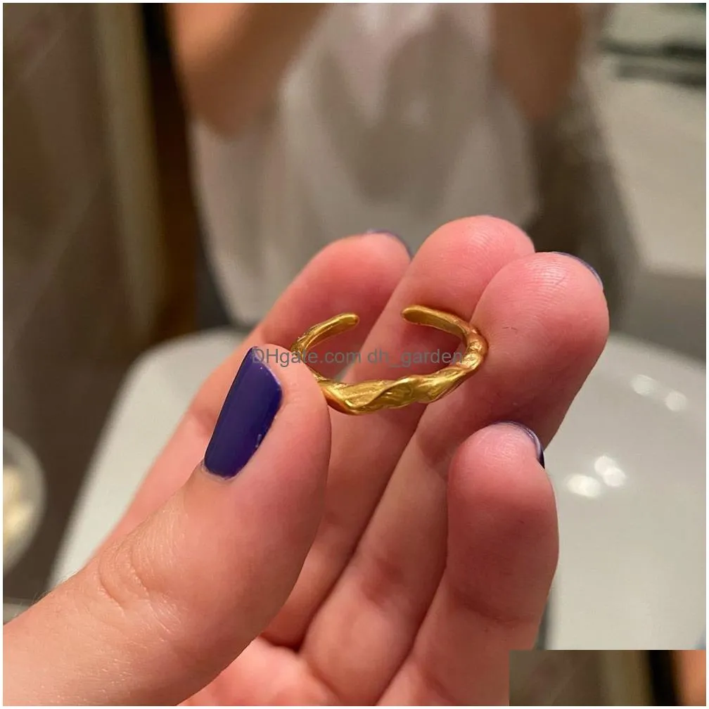 Gold Plated Irregar Rings For Women Adjustable Open Stainless Steel Ring Trend Engagement Wedding Jewerly Anillos Dhgarden Ot30Z