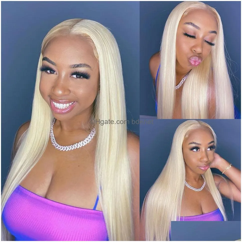 Synthetic Wigs 28 30 Inch 13X4 Straight 613 Blonde Human Hair Wigs Bone Synthetic Lace Frontal Wig For Blackwhite Women2288072 Hair Pr Dh8Dc