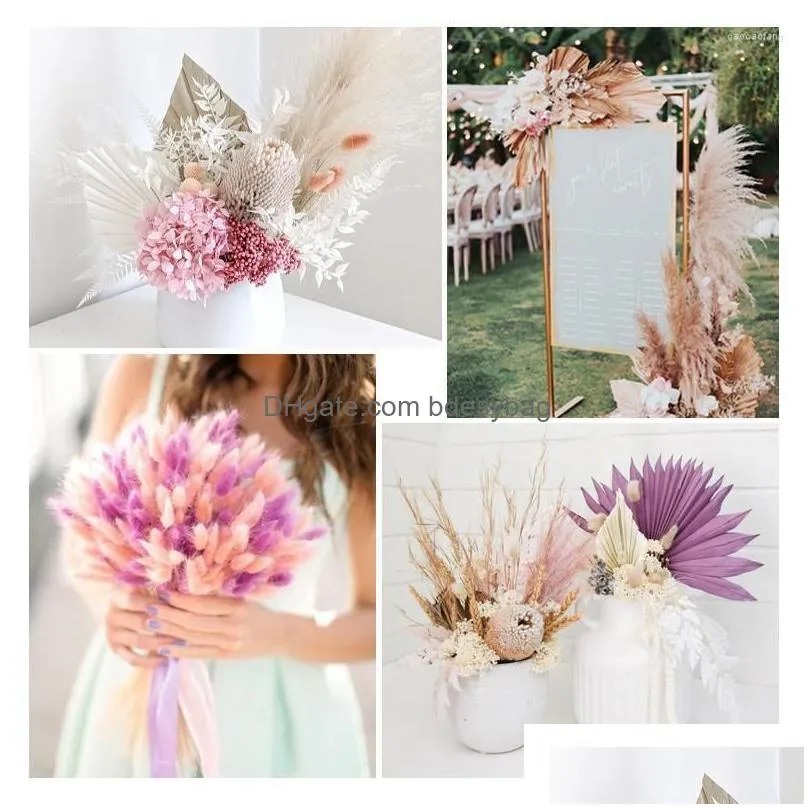 Decorative Flowers Natural Water Drop Style Bridal Bouquet Boho Wedding Dried Flower Pampas Bouquets Holding Arrangements Home Dhhti