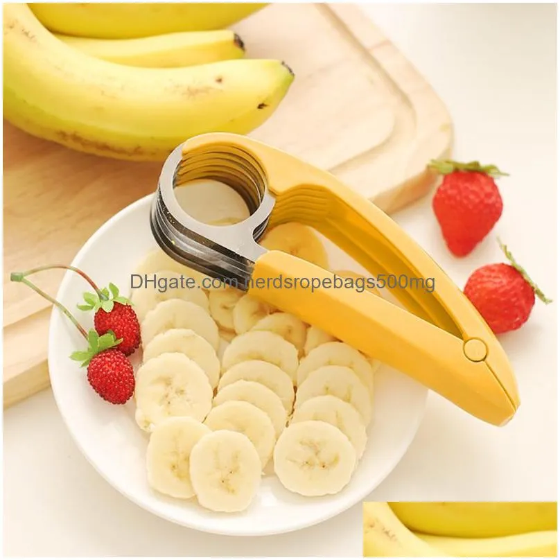 Fruit & Vegetable Tools Kitchen Accessories Banana Fruit Vegetable Sau Slicer Stainless Steel Cutter Salad Sundaes Tools Cooking Home Dhcrl