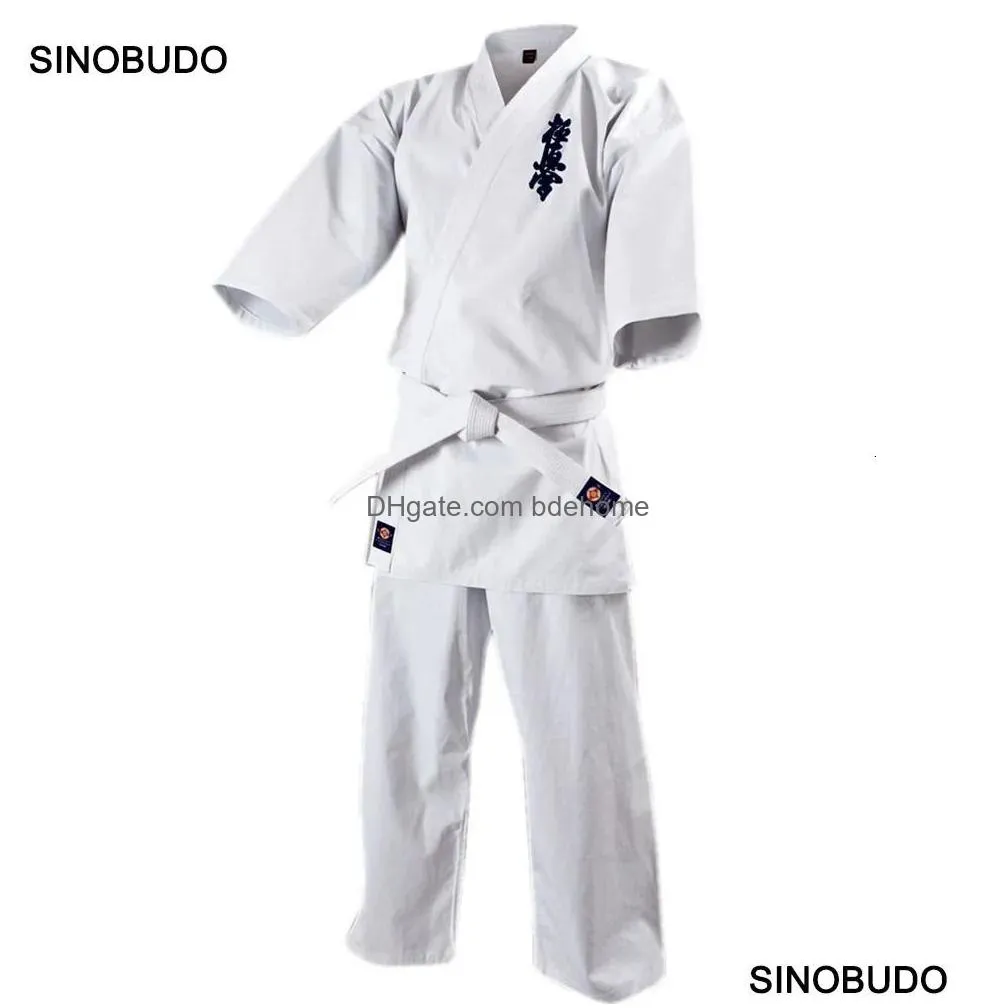 Protective Gear Protective Gear High Quality Kyokushinkagbok 12Oz 100% Cotton Canvas Karate Uniform Kimono Gi Cloth For Kids Adt White Dhtcz