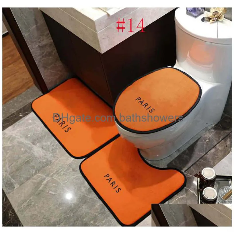 Fashion Printed Toilet Seat Ers Bathroom Toilets Mats 3Pcs Sets Comfortable Non Slip Home Doormat Carpet