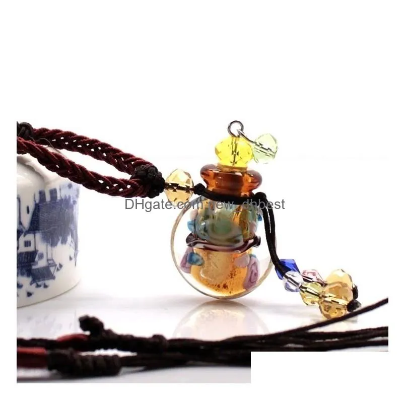 Pendant Necklaces Glass  Oil Diffuser Necklaces Flowers Small Vial Pendant Necklace Aromatherapy Vintage Per Bottle Jewelry N Dhmno