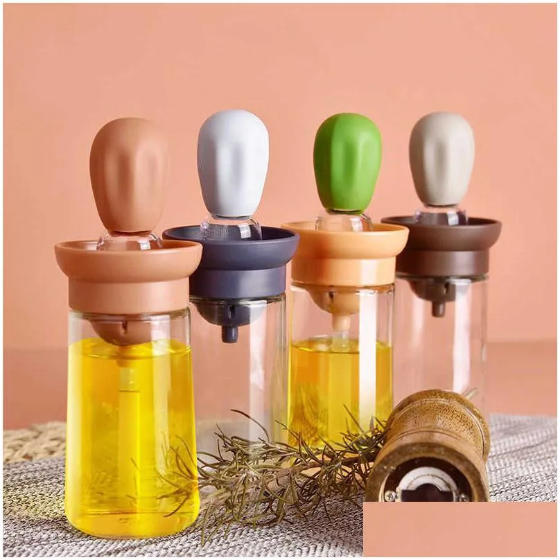 Bbq Tools Accessories Portable Oil Sauce Spice Bottle Dispenser With Sile Brush For Cooking Baking Seasoning Kitchen Food Grade Can Dhntd
