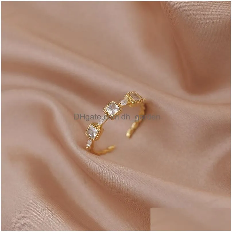 Gold Color Pearl Zircon Rings For Woman Y Open Party Joint Ring Dhgarden Otaz9