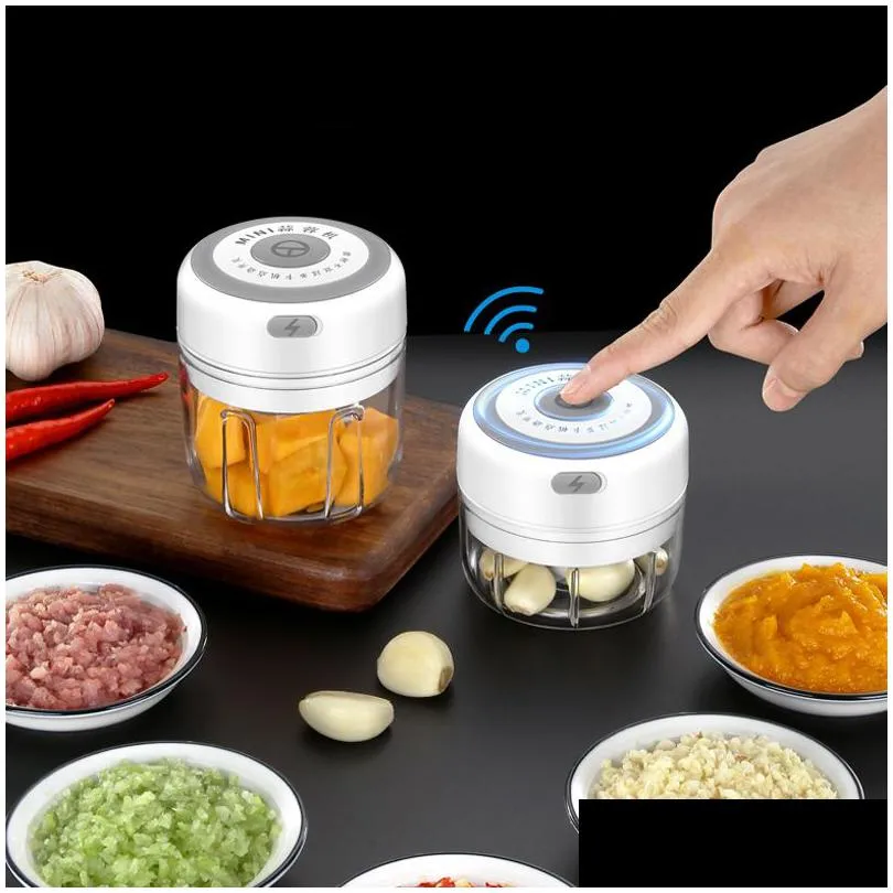 Other Kitchen Dining Bar Portable Wireless Electric Garlic Grinder Mini Food Processor 100Ml/250Ml Chopper Mtifunctional Meat Chili Dhek1