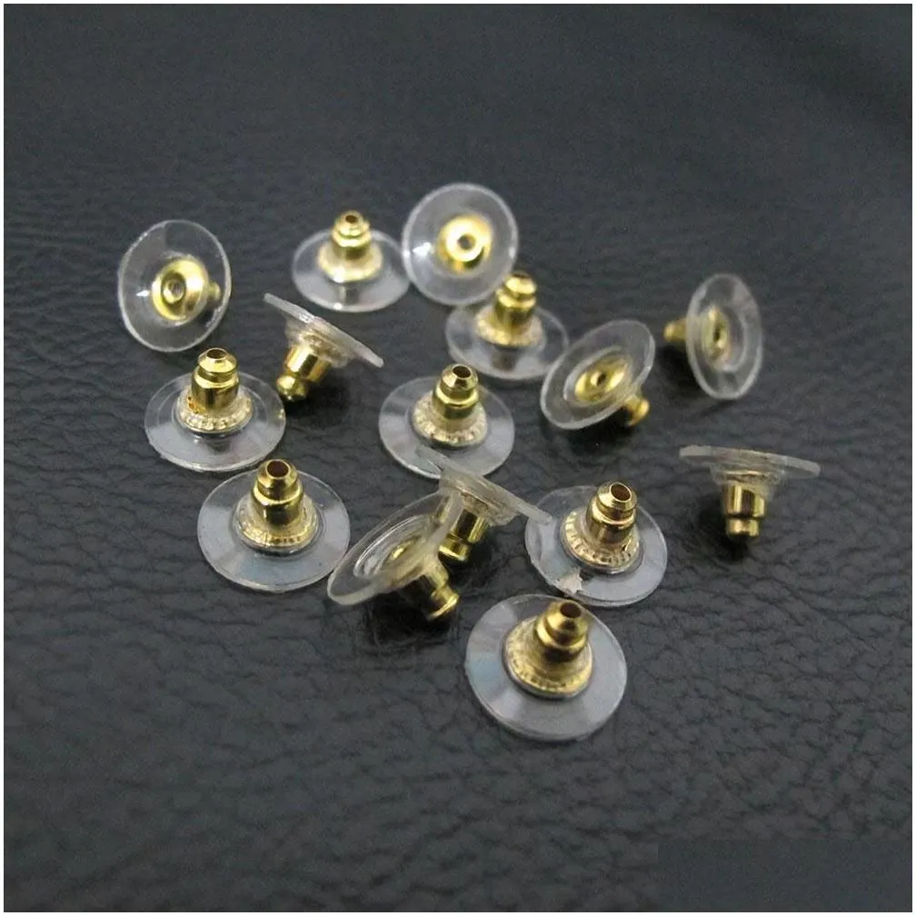 Earring Back 1000Pcslot Gold Sier Plated Flying Disc Shape Earring Backs Stoppers Earnuts Plugs Alloy Finding Jewelry Accessories Jewe Dhjwr