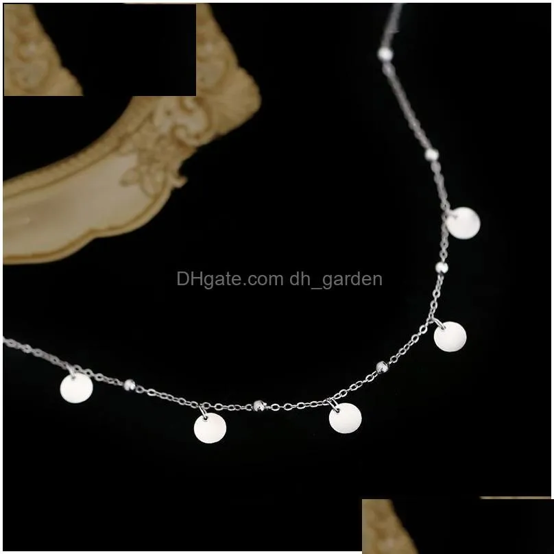 925 Sterling Sier Charming Disc Chain Anklet Bracelet For Women Foot Jewelry S-B425 Dhgarden Otzac