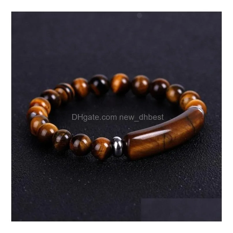 Charm Bracelets Fashion Brand Luxury Natural Stone Healing Crystal Stretch Beaded Bracelet Women Men Handmade Precious Tiger-Eye Green Dhpal