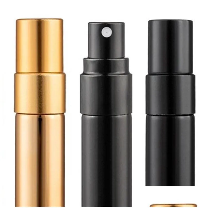 Packaging Bottles Wholesale 200Pcs 5Ml Uv Gold Sier Black Per Atomizer Empty Travel Bottle Parfum Women Pocket Spray Refillable Glas Dhmja