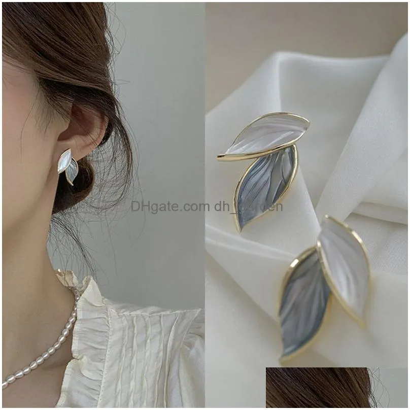 Metal Trendy Summer Earring  Lovely Sweet Grey Leaf Dangle Earrings For Women Fashion Jewelry Dhgarden Otiuf
